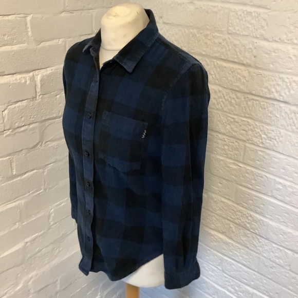 Vans Brushed Cotton Shirt - Size XS - Blue & Black Check - P2P 17โ - Picture 2 of 4